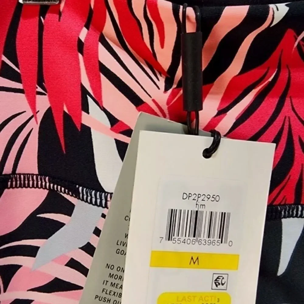MSRP $70 Dkny Printed High-Waist 7/8 Legging Jungle Bloom Bubblegum Pink M